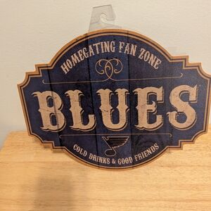 NHL Blues Homegating Fan Zone Wall Sign - Navy Blue and Tan